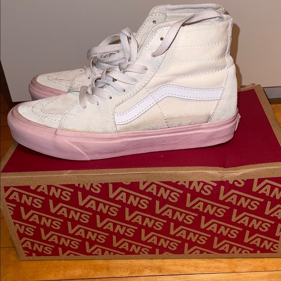 Vans Women's White and Pink Sneakers - Picture 4 of 11